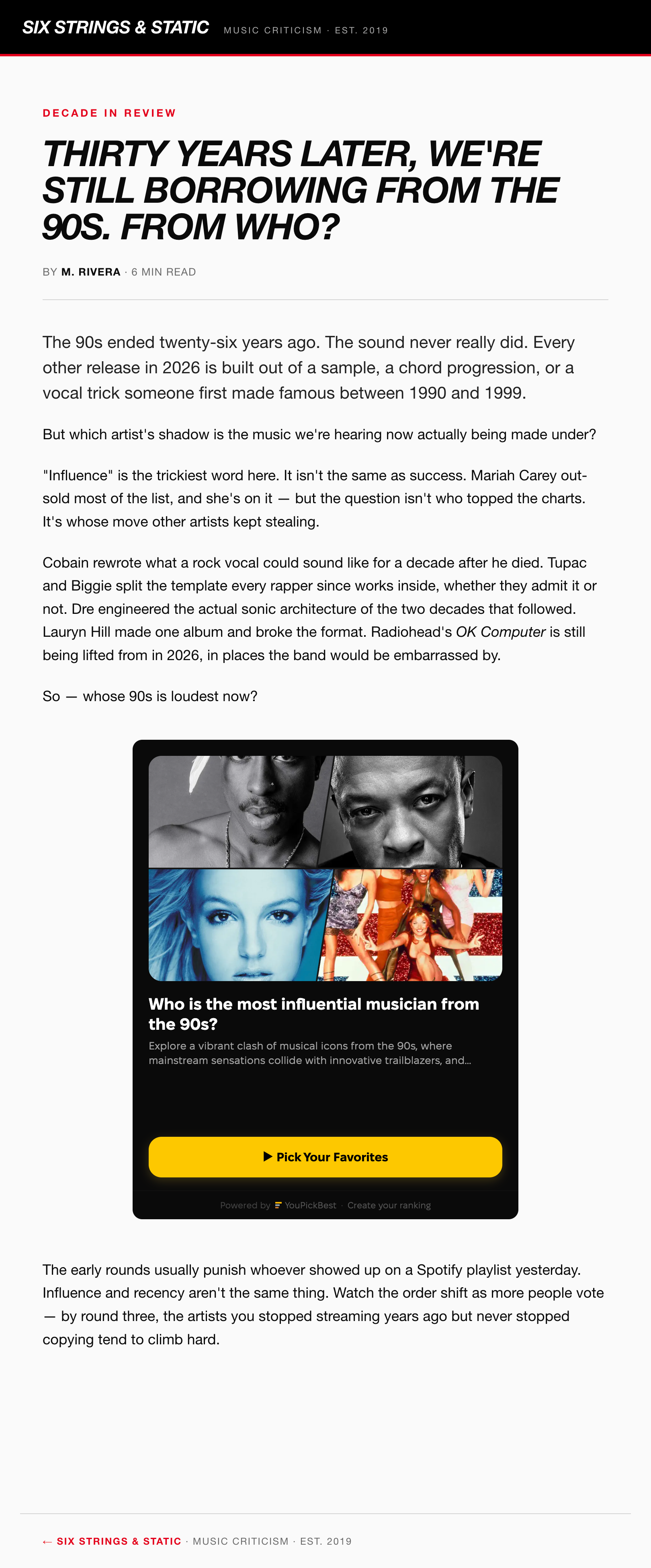 The YouPickBest widget embedded inside a real blog post