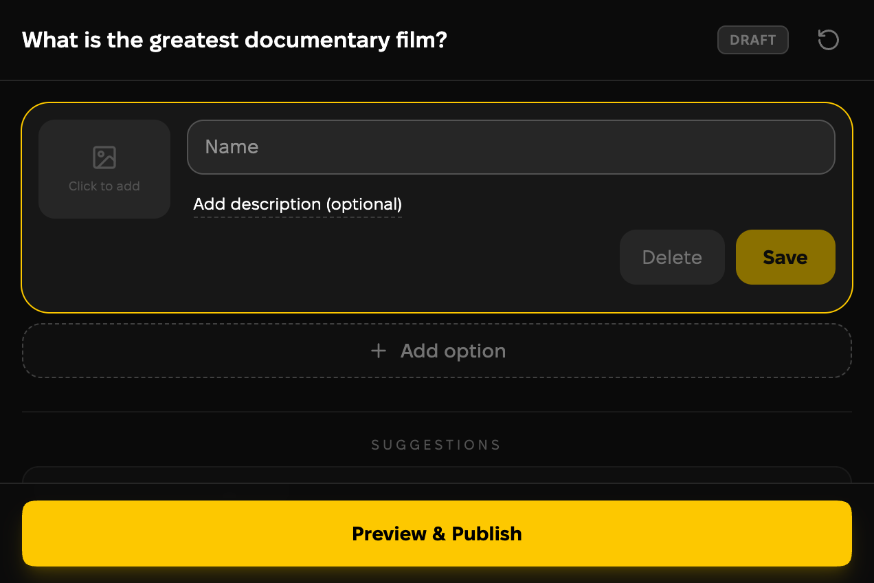Adding an option by hand